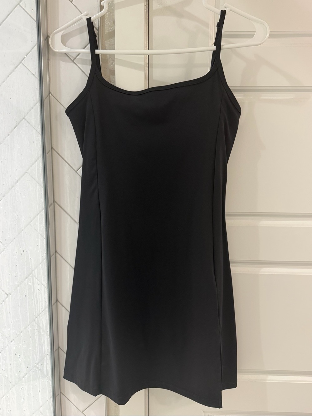 Black Athletic Workout Mini Dress Spaghetti Strap Dress XS